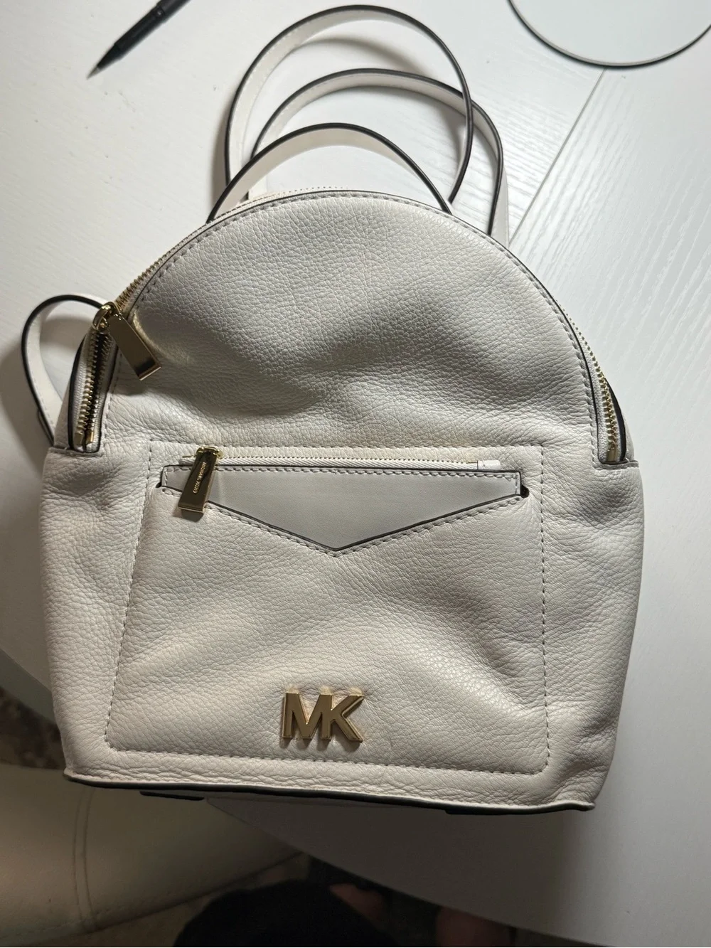 Michael Kors White Leather Mini Backpack